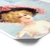 ピンクビクトリアンの羽毛エレガント帽子のヴィンテージ婦人 ポスター