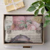 ピンクビクトリアンの花のドレスバラ付き若い女性 薄葉紙 (ギフト)