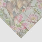 ピンクビクトリアンの花の枝を持つラブバード 薄葉紙 (詳細)