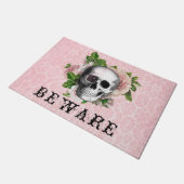 ピンクビクトリアンゴシックスカルハロウィーン注意 ドアマット (アングル)