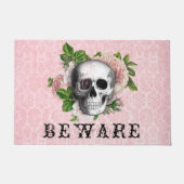 ピンクビクトリアンゴシックスカルハロウィーン注意 ドアマット (正面)