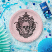 ピンクビクトリアンゴシックスカルハロウィーン ペーパープレート (パーティー)