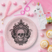 ピンクビクトリアンゴシックスカルハロウィーン ペーパープレート (パーティー)