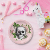 ピンクビクトリアンゴシックスカルハロウィーン ペーパープレート (パーティー)