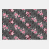 ピンクビクトリアンゴシックGlamスカルとダマスク ラッピングペーパーシート (正面2)