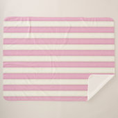 ピンクビクトリアンストライプコテージスタイル シェルパブランケット (正面(横))