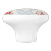 ピンクビクトリアンバラとブルーリボンラティス セラミックノブ (側面)