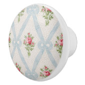 ピンクビクトリアンバラとブルーリボンラティス セラミックノブ (右)