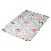 ピンクビクトリアンバラとブルーリボンラティス バスマット (アングル)