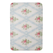 ピンクビクトリアンバラとブルーリボンラティス バスマット (正面縦)