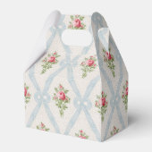 ピンクビクトリアンバラとブルーリボンラティス フェイバーボックス (正面サイド)