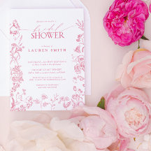 ピンクビクトリアンフローラエレガントブライダルシャワー