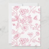 ピンクビクトリアンフローラエレガントブライダルシャワー 招待状 (裏面)