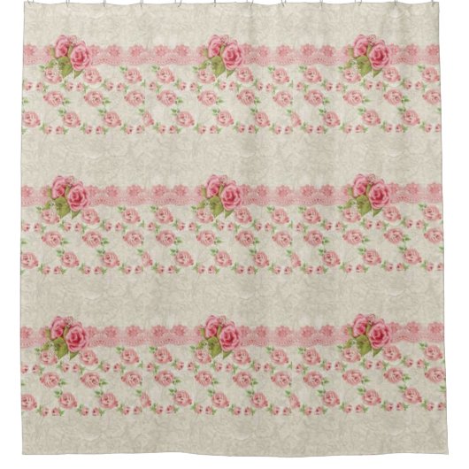 ピンクビクトリアンフローラショーカーテンシャワーカーテン シャワーカーテン (正面)