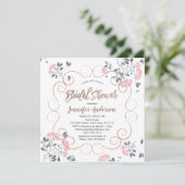 ピンクビクトリアンブルーバラ金ゴールドフローラブライダルシャワー 招待状 (スタンド正面)