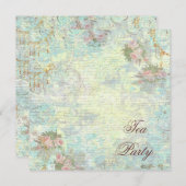 ピンクビクトリアンローズティーパーティー 招待状 (正面/裏面)