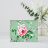 ピンクビクトリアンローズ葉書 ポストカード (スタンド正面)