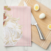 ピンクビクトリアンヴィンテージサンタクロース キッチンタオル (四つ折り)