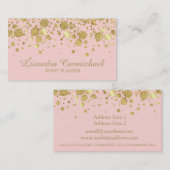 ピンクビジネスカード上のゴールドフォイル紙吹雪 名刺 (正面/裏面)