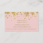 ピンクビジネスカード上のゴールドフォイル紙吹雪 名刺 (裏面)