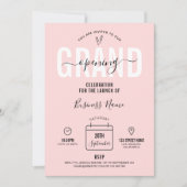 ピンクビジネスグランドオープモダンンエレガント 招待状 (正面)