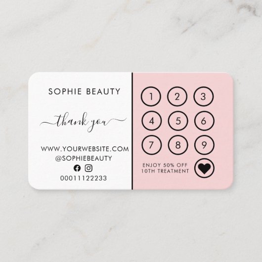 ピンクビジネスロゴトレンディーありがとうロイヤリティカード ロイヤリティカード (正面)