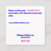 ピンクビジネス割引クーポンをありがとう スクエア名刺 (裏面)