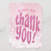 ピンクビッグありがとうお誕生日パーティーカー感謝していド サンキューカード (正面/裏面)
