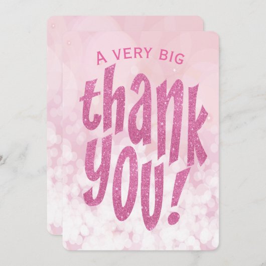 ピンクビッグありがとうお誕生日パーティーカー感謝していド サンキューカード (正面/裏面)