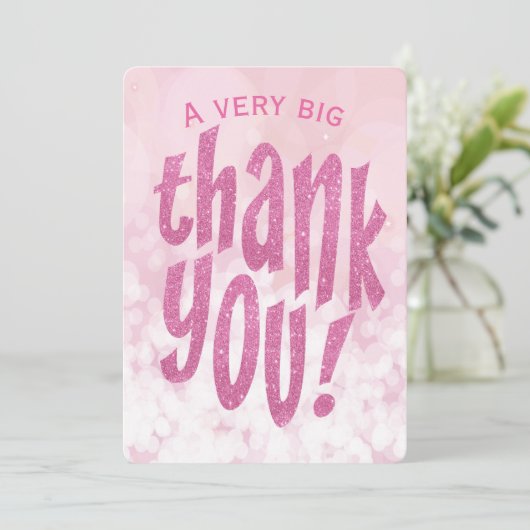 ピンクビッグありがとうお誕生日パーティーカー感謝していド サンキューカード (スタンド正面)