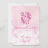 ピンクビッグありがとうお誕生日パーティーカー感謝していド サンキューカード (裏面)