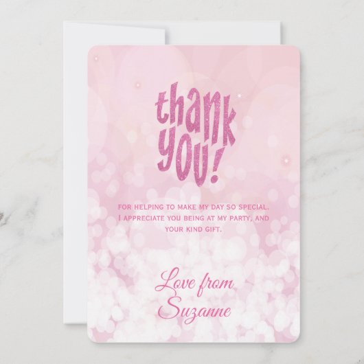 ピンクビッグありがとうお誕生日パーティーカー感謝していド サンキューカード (裏面)