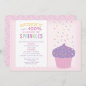 ピンクビッグシスターカップケーキベビー振りかける招待状 招待状 (正面/裏面)