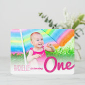 ピンクビッグスケッチ1ベビーガールの誕生日パーティー 招待状 (スタンド正面)