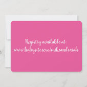 ピンクビッグリトルシューズガール新生児シャワー 招待状 (裏面)