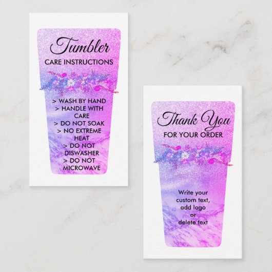 ピンクビニールプリントマグタンブラーのお手入れ方法 名刺 (正面/裏面)