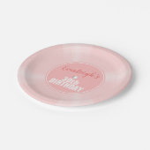 ピンクビニールレコード音楽パーソナライズされた誕生日 ペーパープレート (アングル)