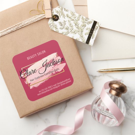 ピンクビバマゼンタゴールデン スクエアシール (ギフト)