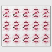 ピンクビバマゼンタリップメイクアップパターン ラッピングペーパー (フラット)