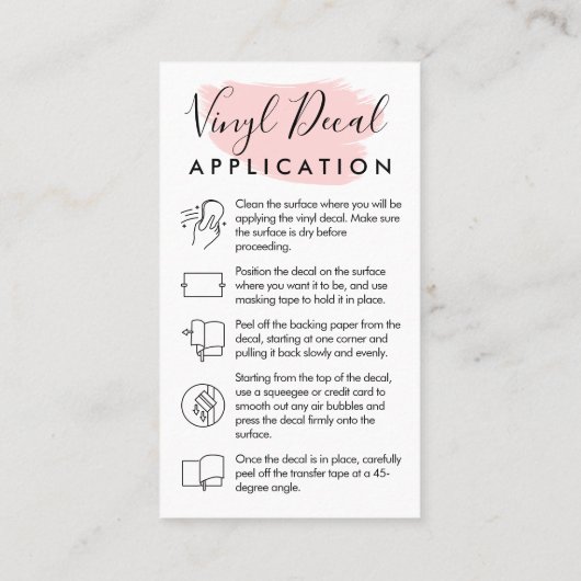 ピンクビモダンニデカールの適用手順 名刺 (裏面)