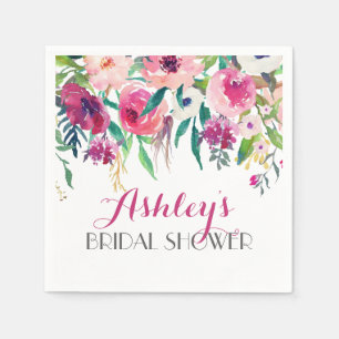 ピンクビューティフルフローラナプキンス スタンダードカクテルナプキン