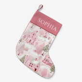 ピンクビレッジウィンターワンダーランドガールズ スモールクリスマスストッキング (正面 (吊り時))
