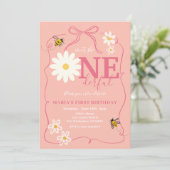 ピンクビーは彼女ではないONEderfulデイジー最初の誕生日 招待状 (スタンド正面)