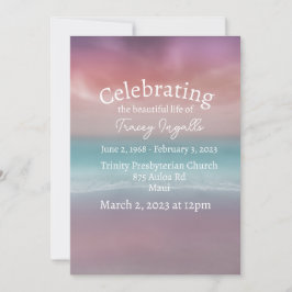 ピンクビーチサンセットお祝いオブライフ招待状 招待状