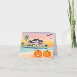 ピンクビーチハウスアットハロウィーン – ノートカード