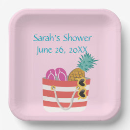 ピンクビーチバッグ ペーパープレート