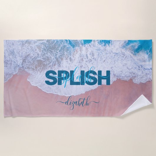 ピンクビーチバミューダ ビーチタオル (正面)