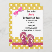 ピンクビーチパーティの招待状 招待状 (正面/裏面)