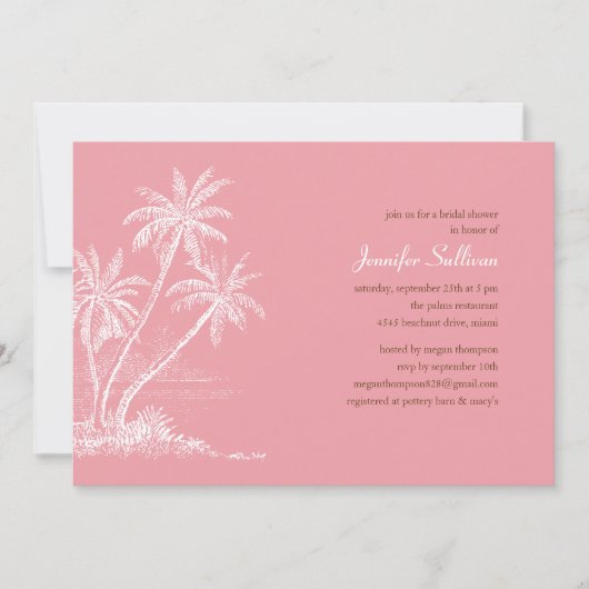 ピンクビーチブライダルシャワー招待状 招待状 (正面)