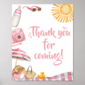ピンクビーチ夏の赤ちゃんシャワーありがとう来。 ポスター (正面)